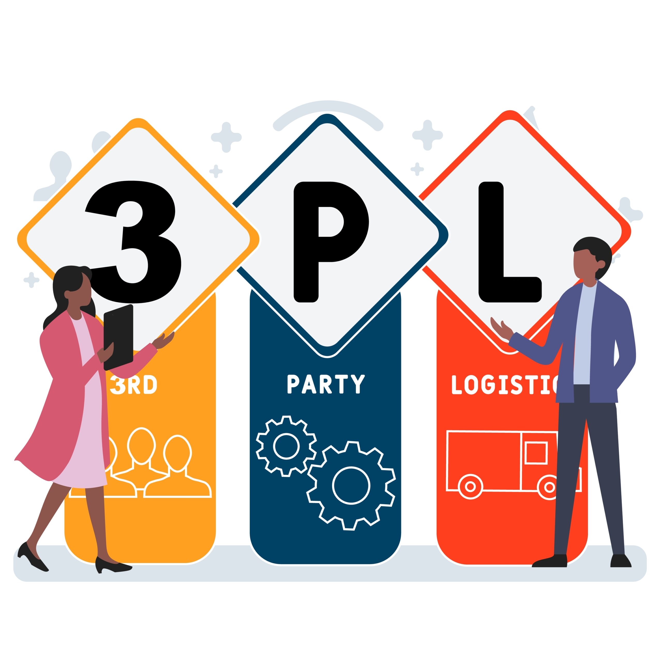 3PL Sign with people standing aroud